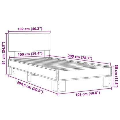 Bettgestell Schwarz 100x200 cm Holzwerkstoff und Metall