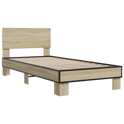 Bettgestell Sonoma-Eiche 75x190 cm Holzwerkstoff und Metall