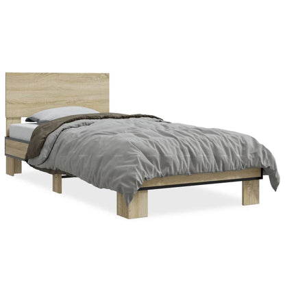 Bettgestell Sonoma-Eiche 75x190 cm Holzwerkstoff und Metall