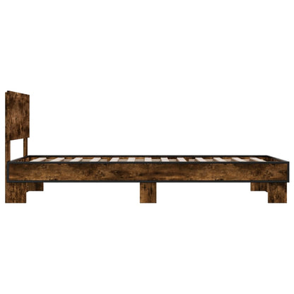 Bettgestell Räuchereiche 75x190 cm Holzwerkstoff und Metall