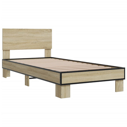 Bettgestell Sonoma-Eiche 90x190 cm Holzwerkstoff und Metall