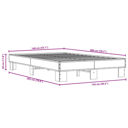 Bettgestell Schwarz 140x200 cm Holzwerkstoff und Metall