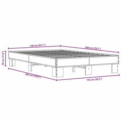 Bettgestell Braun Eichen-Optik 140x200 cm Holzwerkstoff Metall