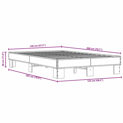 Bettgestell Braun Eichen-Optik 120x200 cm Holzwerkstoff Metall