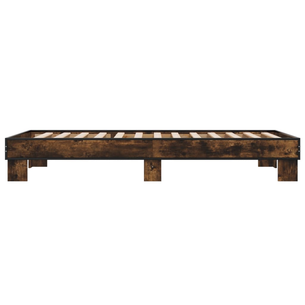 Bettgestell Räuchereiche 75x190 cm Holzwerkstoff und Metall