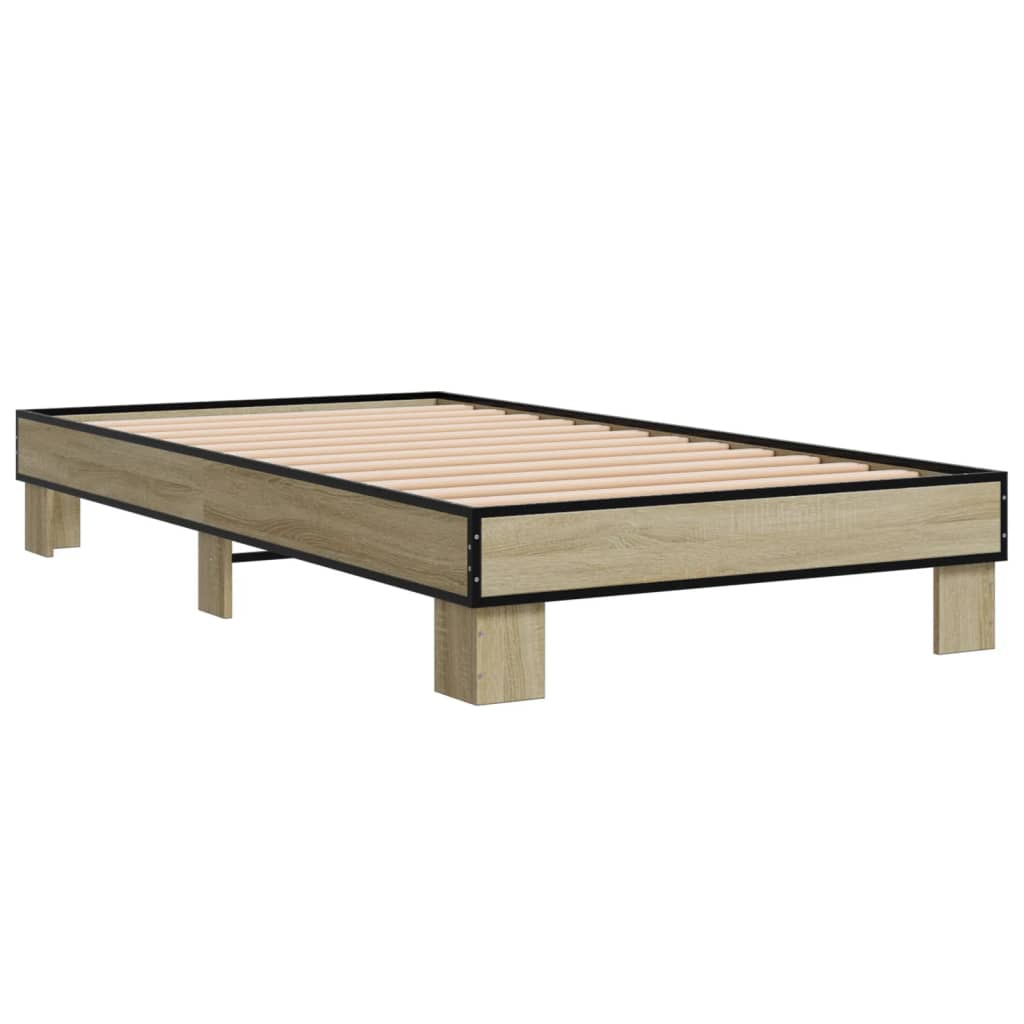 Bettgestell Sonoma-Eiche 90x190 cm Holzwerkstoff und Metall