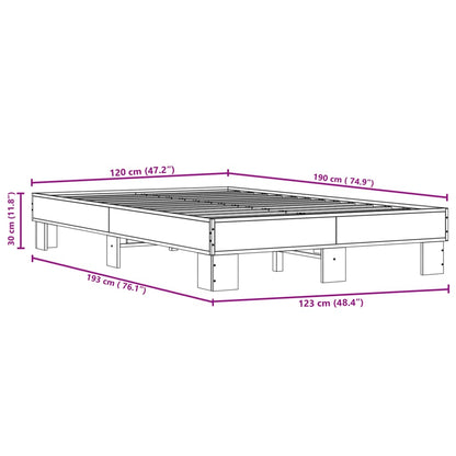 Bettgestell Grau Sonoma 120x190 cm Holzwerkstoff und Metall