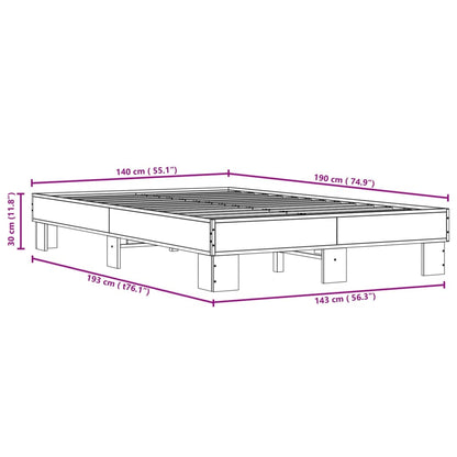 Bettgestell Sonoma-Eiche 140x190 cm Holzwerkstoff und Metall