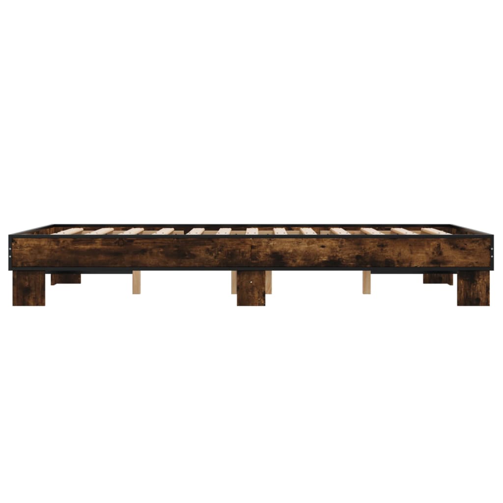 Bettgestell Räuchereiche 140x190 cm Holzwerkstoff und Metall