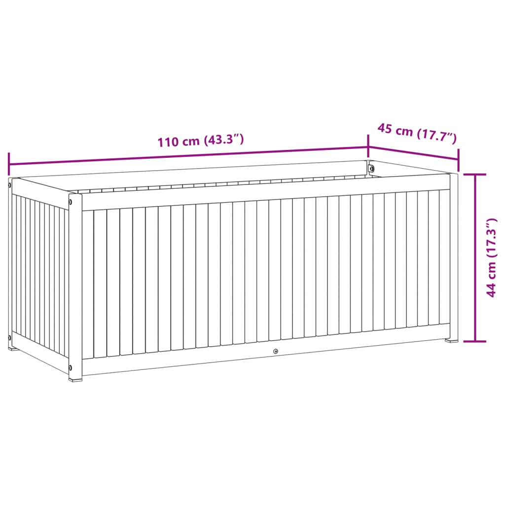 Pflanzkübel 110x45x44 cm Massivholz Akazie und Stahl