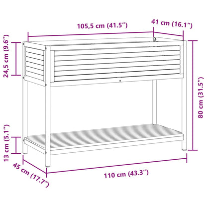 Pflanzkübel mit Ablage 110x45x80 cm Massivholz Akazie und Stahl