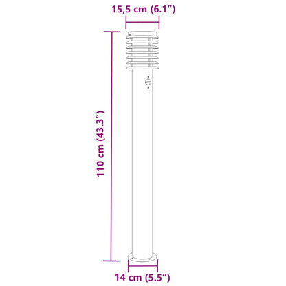 Wegeleuchte mit Bewegungsmelder Schwarz 110 cm Edelstahl