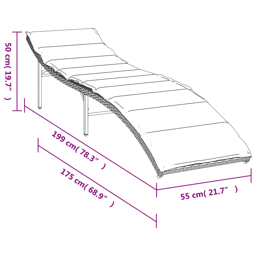 Sonnenliegen 2 Stk. mit Auflagen Schwarz Poly Rattan