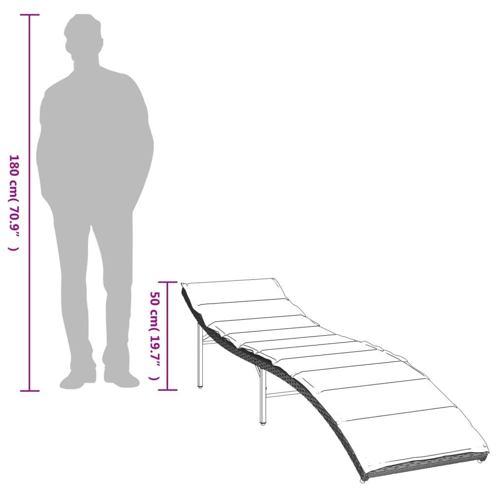 Sonnenliegen 2 Stk. mit Auflagen Hellgrau Poly Rattan