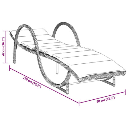 Sonnenliegen 2 Stk. mit Auflagen Grau Poly Rattan