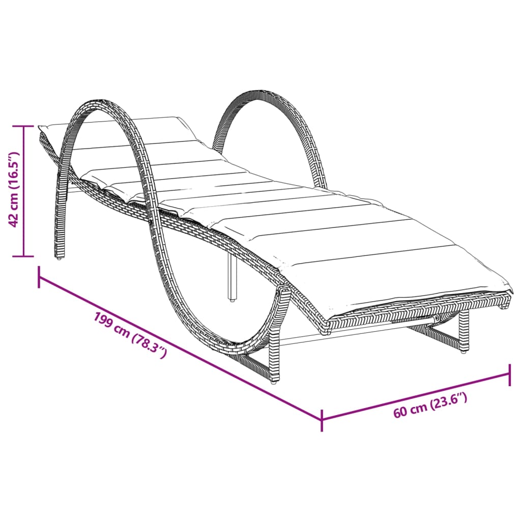 Sonnenliegen 2 Stk. mit Auflagen Hellgrau Poly Rattan