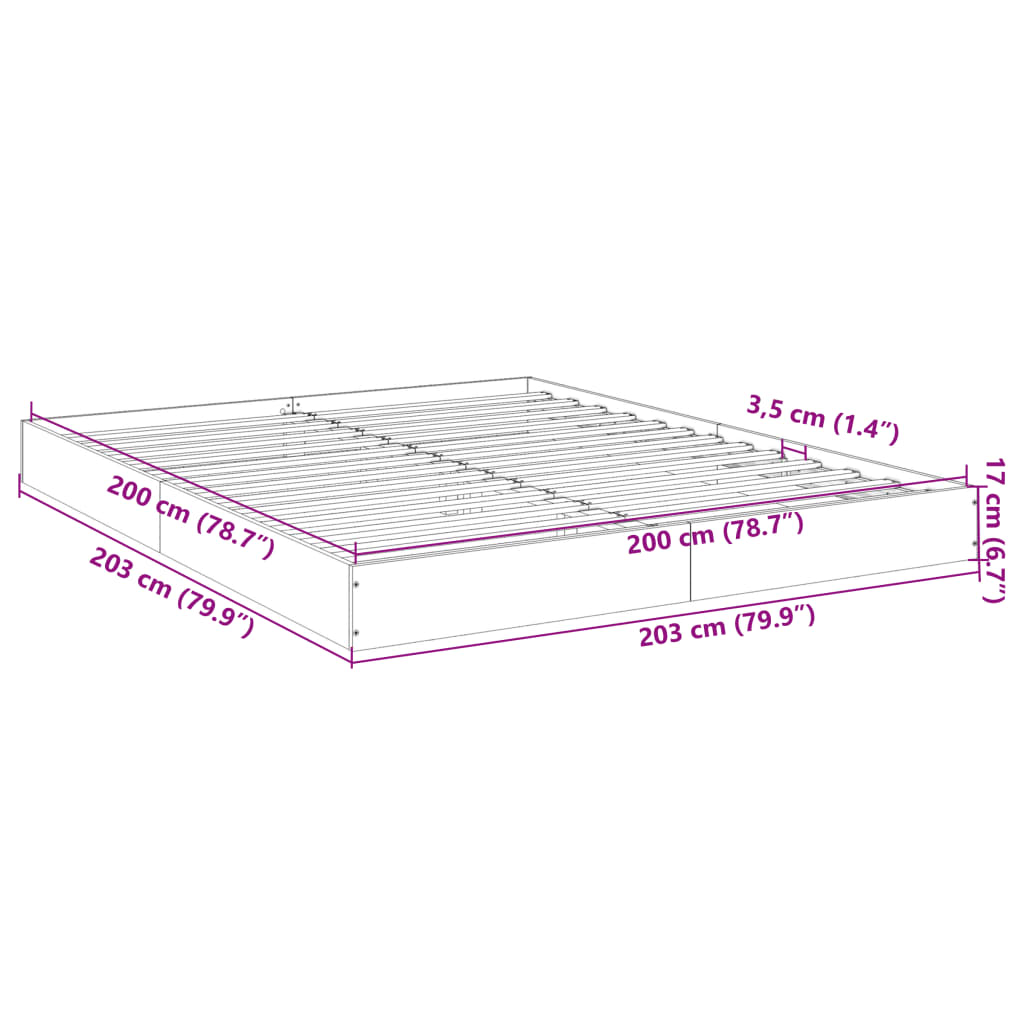 Bettgestell Sonoma-Eiche 200x200 cm Holzwerkstoff