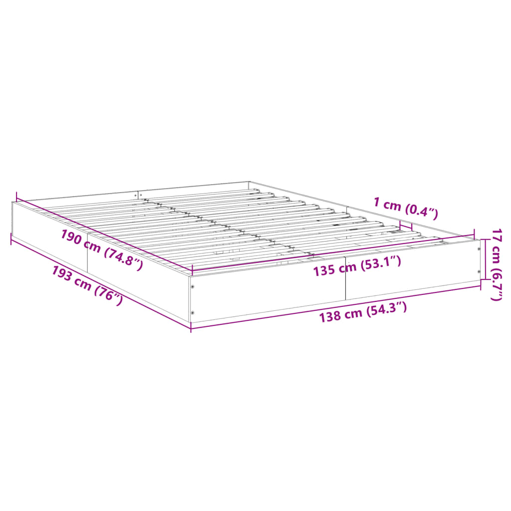 Bettgestell Schwarz 135x190 cm Holzwerkstoff