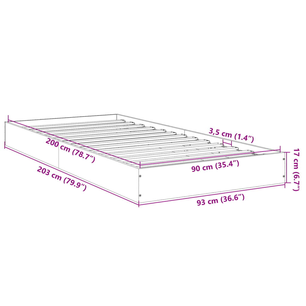 Bettgestell Weiß 90x200 cm Holzwerkstoff