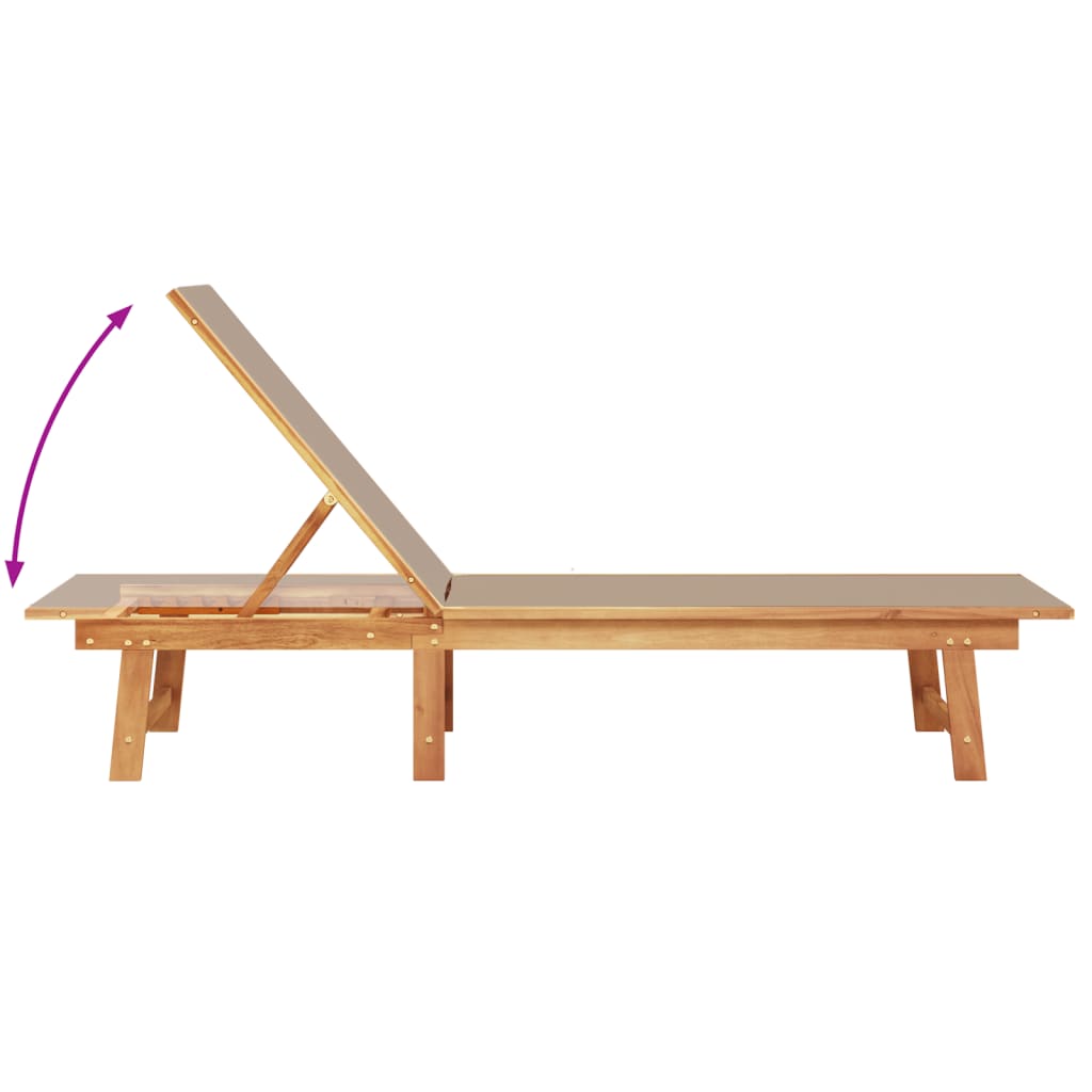 Sonnenliegen 2 Stk. Taupe Massivholz Akazie und Textilene