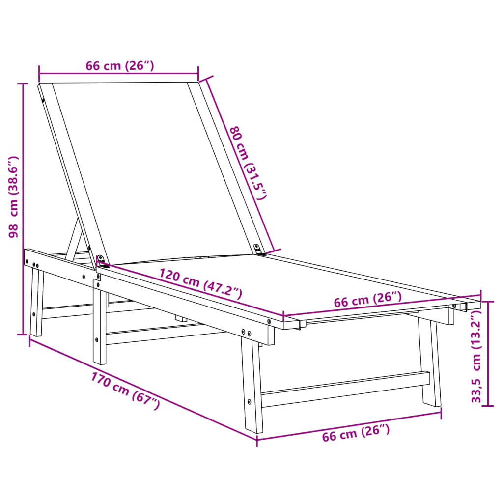 Sonnenliegen 2 Stk. Taupe Massivholz Akazie und Textilene