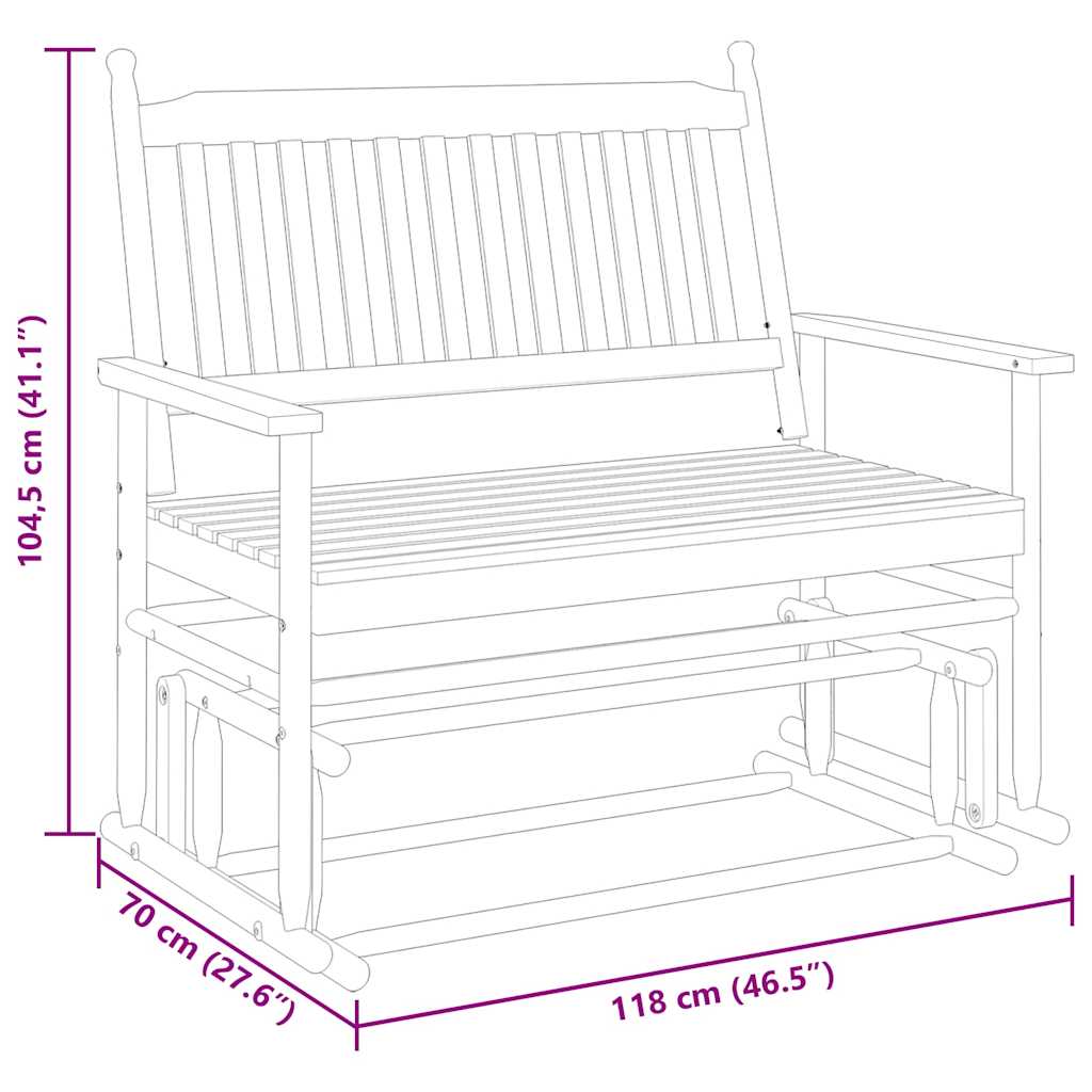 Schaukelbank Braun 118x70x104,5 cm Massivholz Pappel