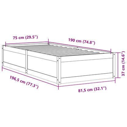 Massivholzbett ohne Matratze Weiß 75x190 cm Kiefernholz