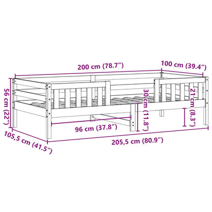 Massivholzbett ohne Matratze Weiß 100x200 cm Kiefernholz