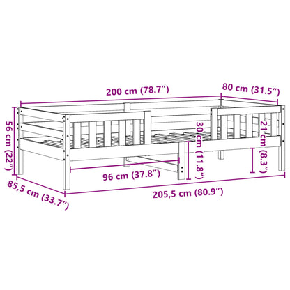 Massivholzbett ohne Matratze Weiß 80x200 cm Kiefernholz