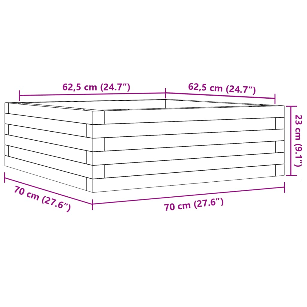 Pflanzkübel 70x70x23 cm Massivholz Douglasie