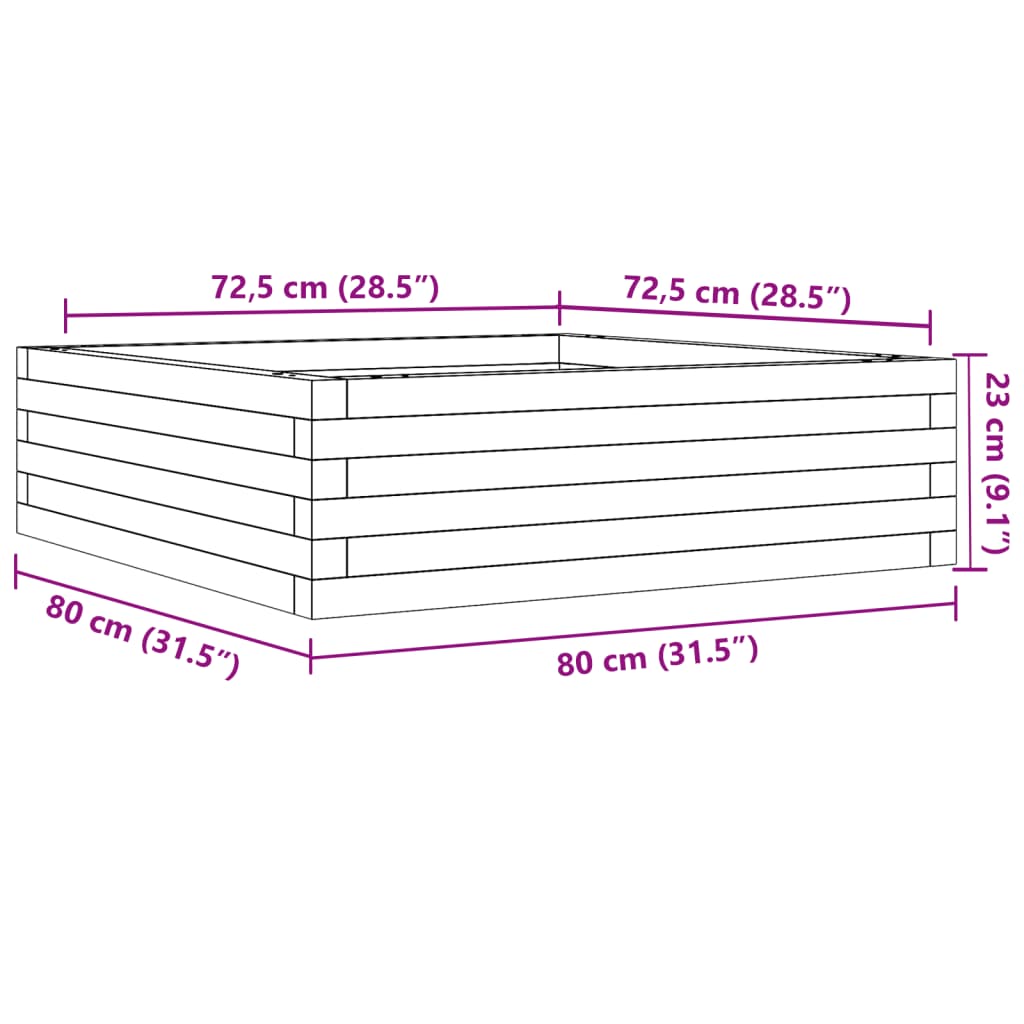 Pflanzkübel 80x80x23 cm Massivholz Douglasie