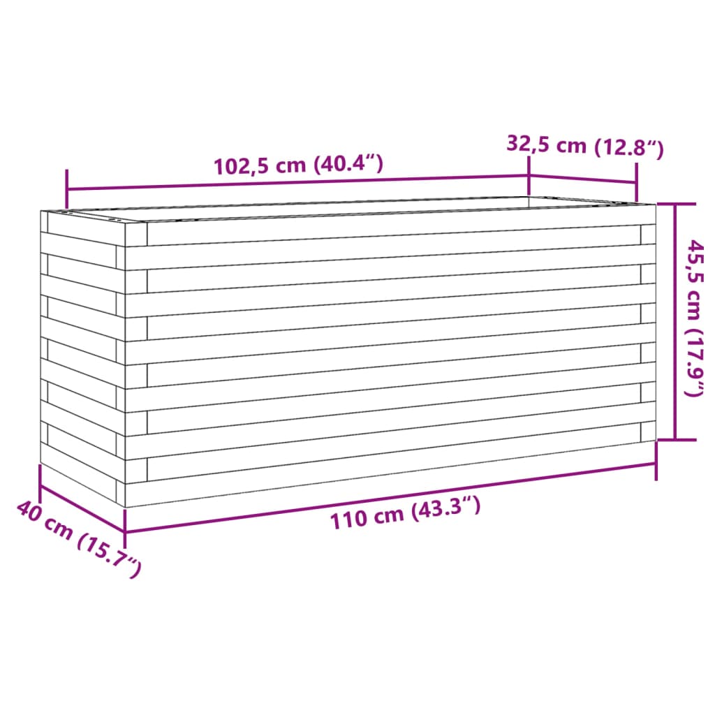 Pflanzkübel Weiß 110x40x45,5 cm Massivholz Kiefer