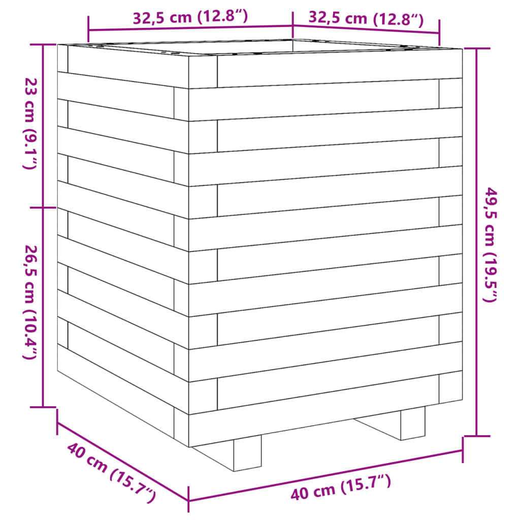 Pflanzkübel 40x40x49,5 cm Massivholz Douglasie