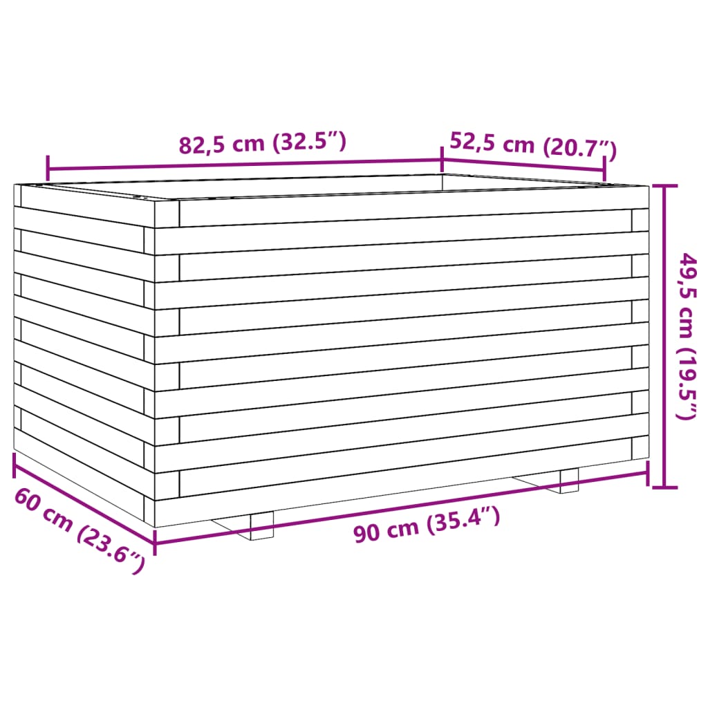 Pflanzkübel 90x60x49,5 cm Massivholz Douglasie