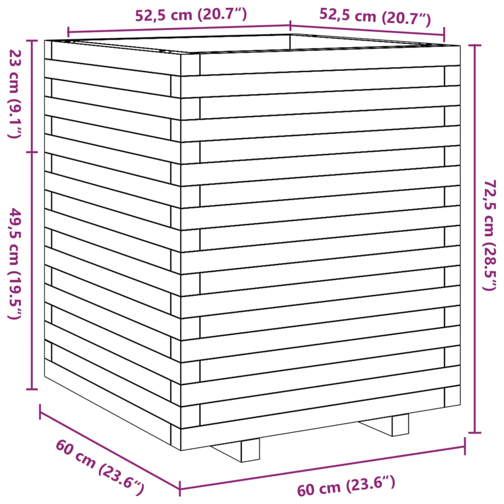 Pflanzkübel 60x60x72,5 cm Massivholz Douglasie