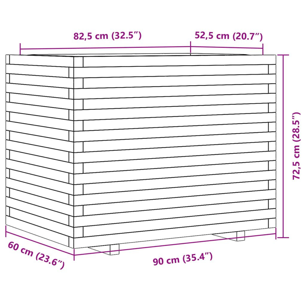 Pflanzkübel Wachsbraun 90x60x72,5 cm Massivholz Kiefer