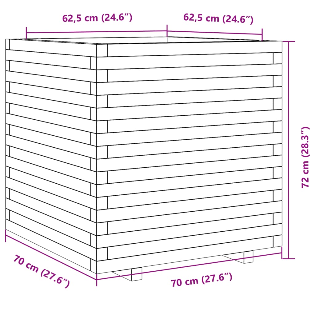 Pflanzkübel 70x70x72 cm Massivholz Douglasie