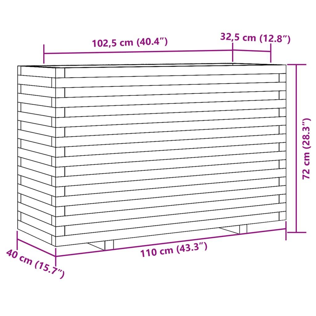 Pflanzkübel 110x40x72 cm Massivholz Douglasie