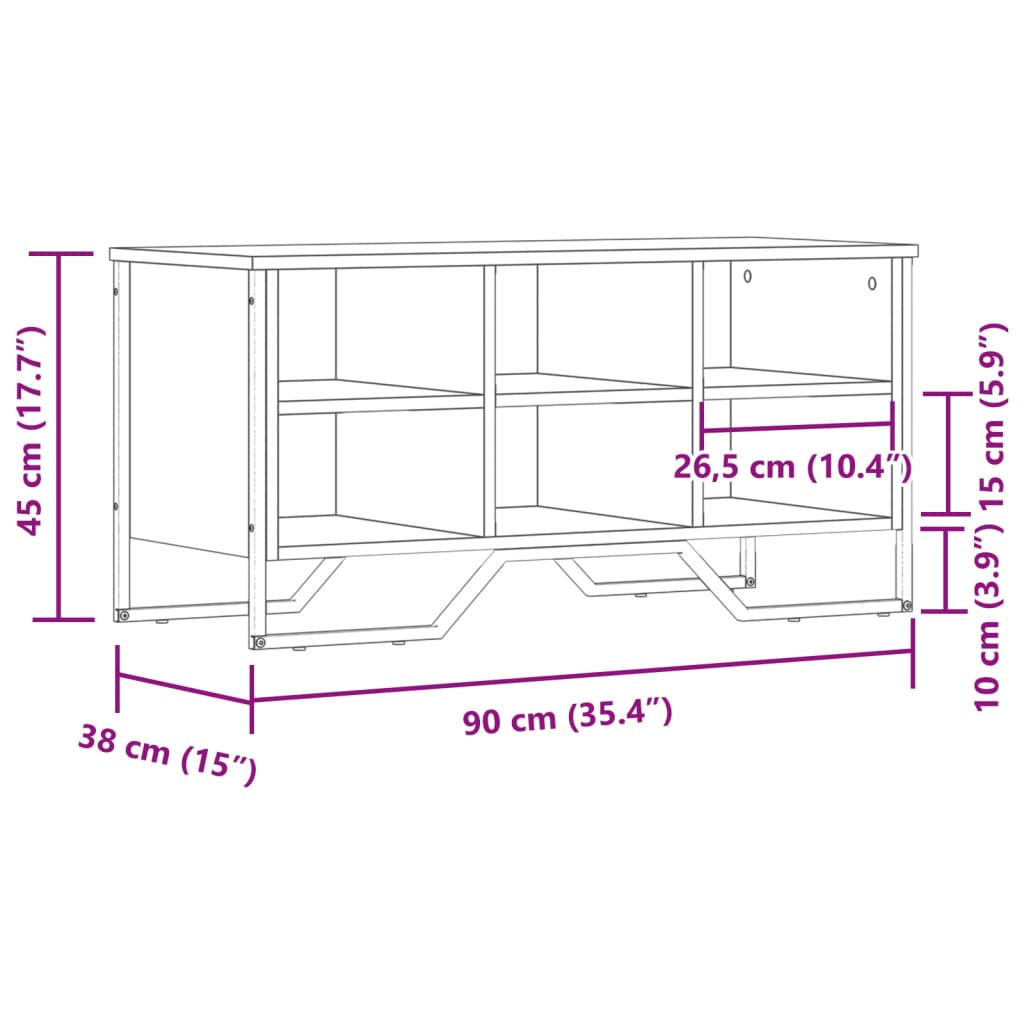 Schuhregal Räuchereiche 90x38x45,5 cm Holzwerkstoff