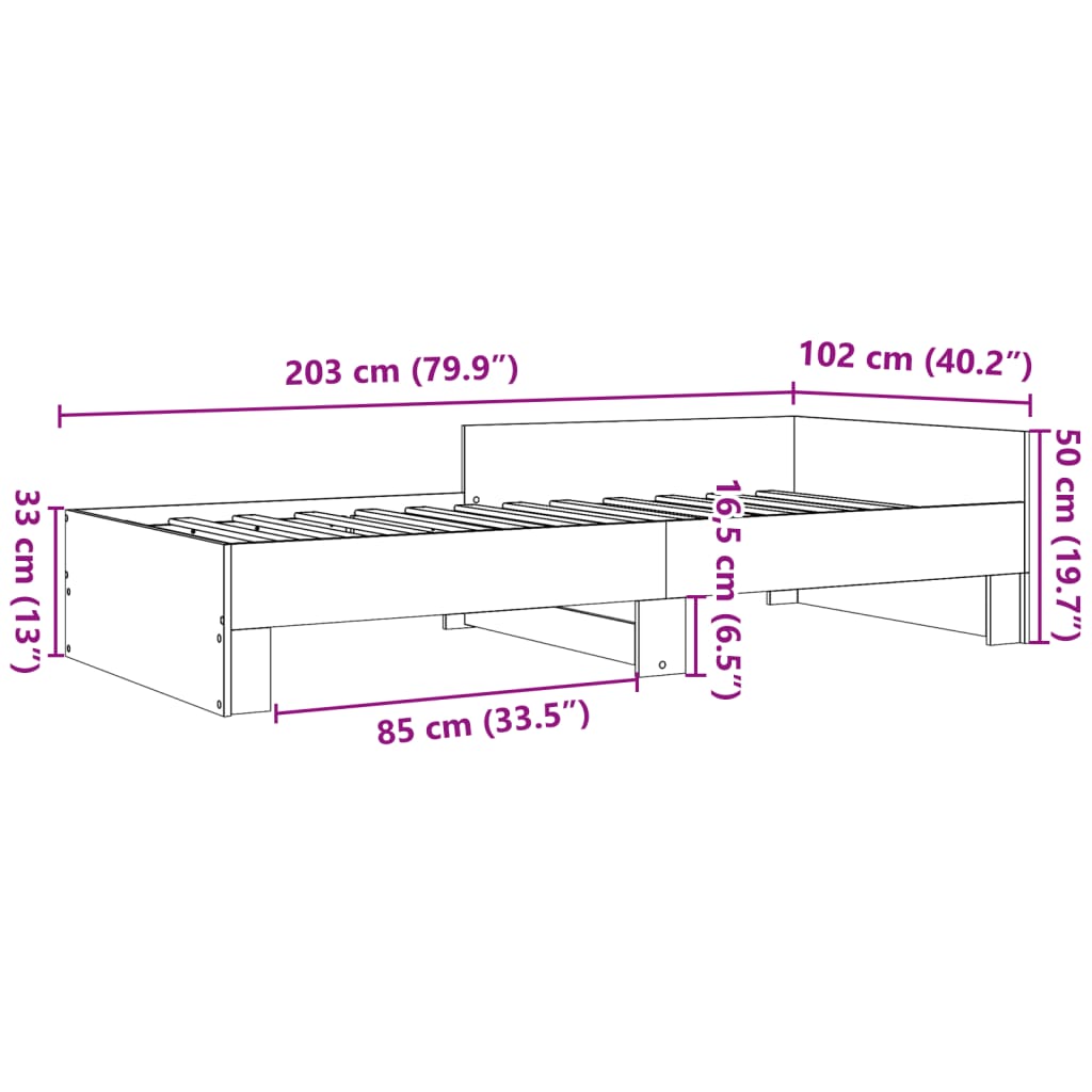 Bettgestell Betongrau 100x200 cm Holzwerkstoff