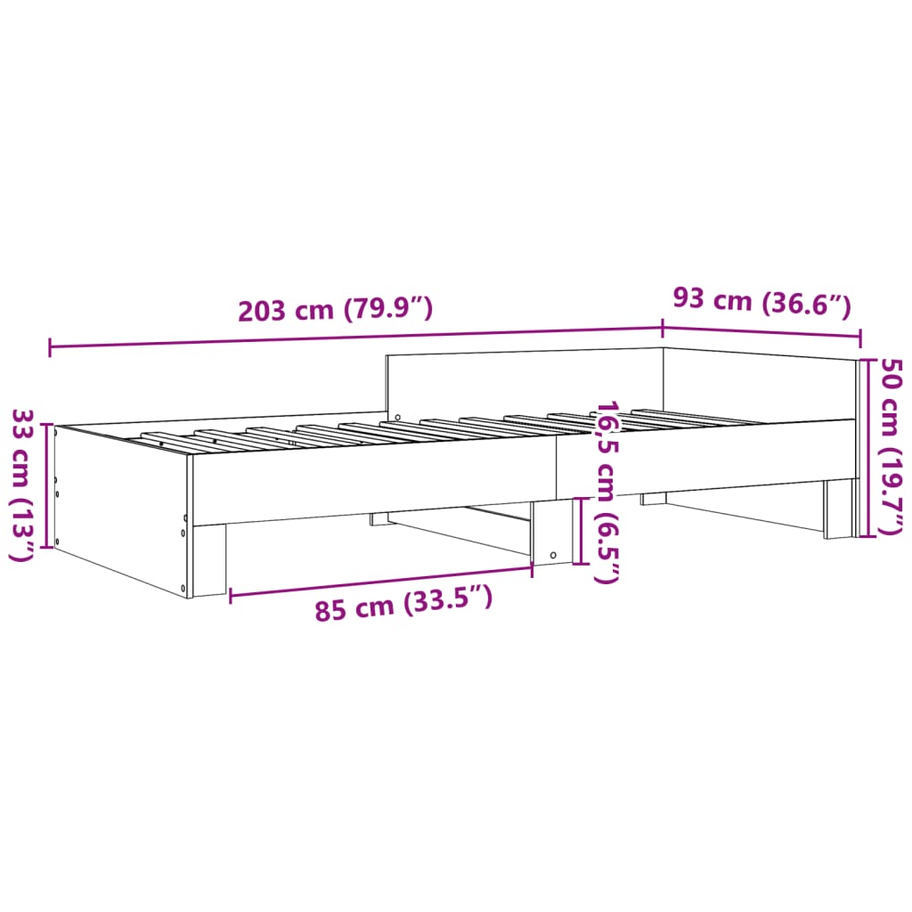 Bettgestell Schwarz 90x200 cm Holzwerkstoff