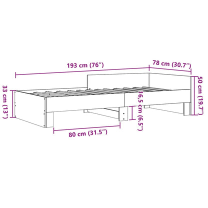 Bettgestell Betongrau 75x190 cm Holzwerkstoff