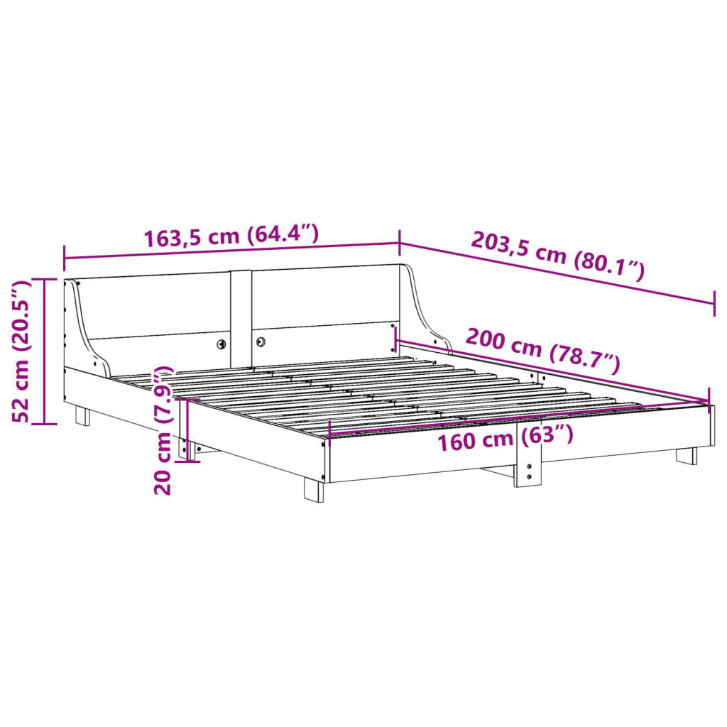 Massivholzbett ohne Matratze Weiß 160x200 Kiefernholz