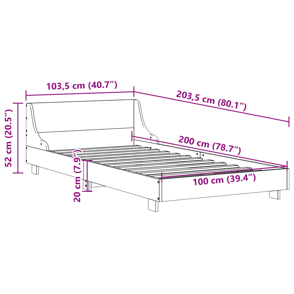 Massivholzbett ohne Matratze 100x200 cm Kiefernholz