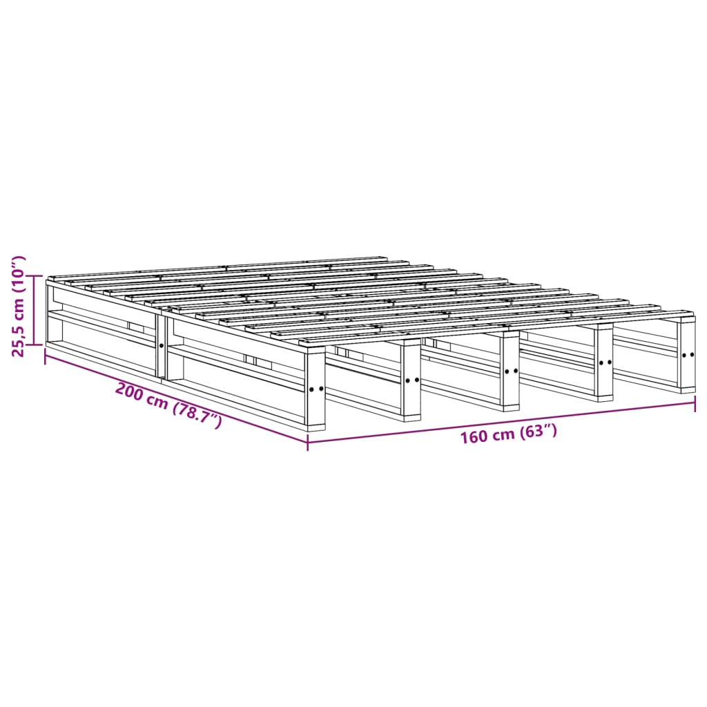 Massivholzbett ohne Matratze Weiß 160x200 Kiefernholz