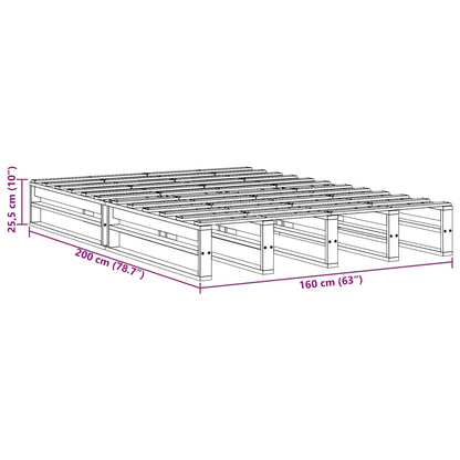 Massivholzbett ohne Matratze Weiß 160x200 Kiefernholz