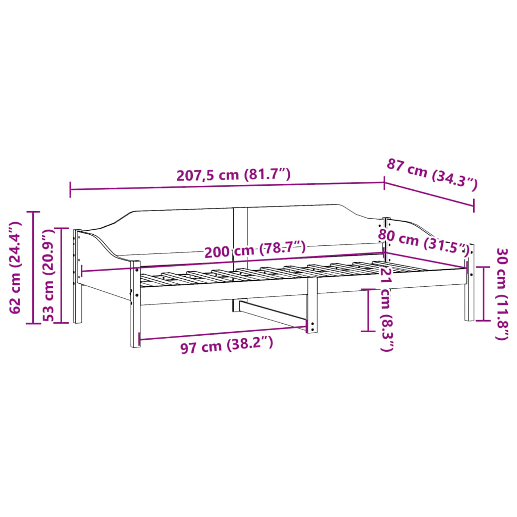 Massivholzbett ohne Matratze 80x200 cm Kiefernholz