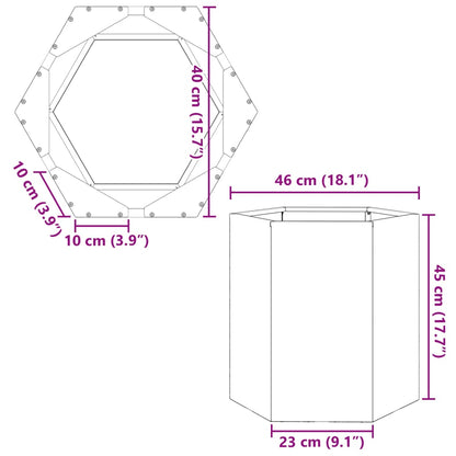 Pflanzkübel Weiß Sechseckig 46x40x45 Stahl