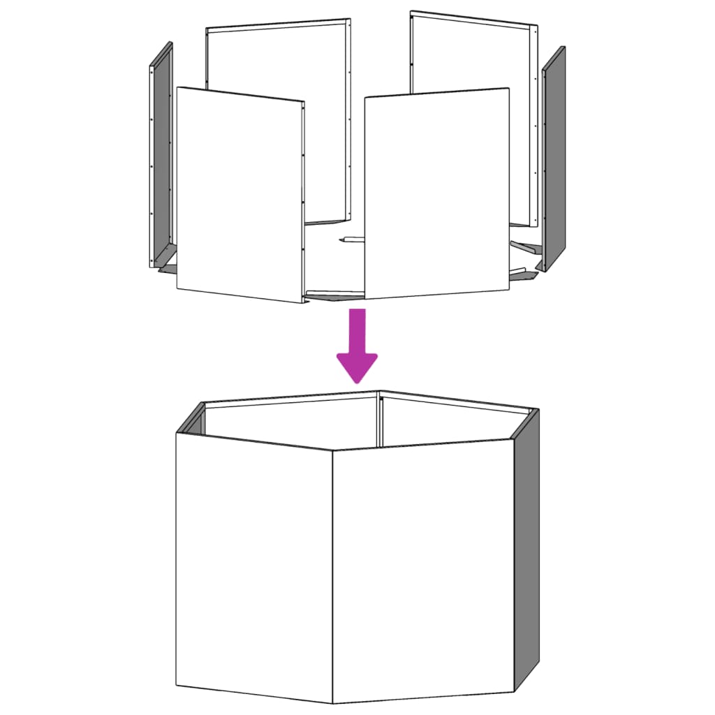 Pflanzkübel Anthrazit Sechseckig 69x60x45 Stahl