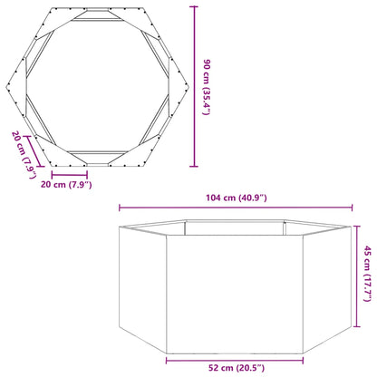 Pflanzkübel Weiß Sechseckig 104x90x45 Stahl